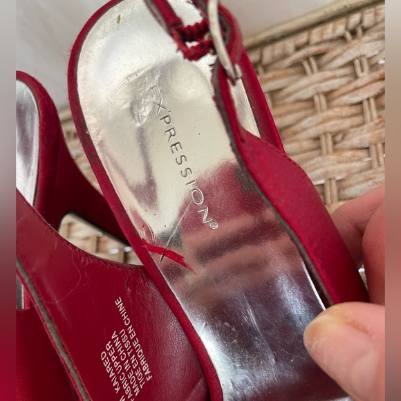 Red Satin Heels - Picture 6 of 8